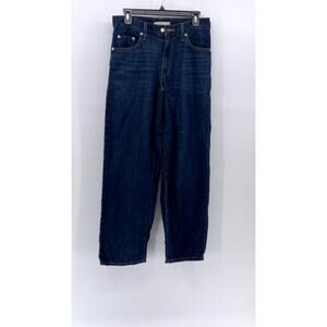 LEVI'S Women's Dark Blue Denim Baggy Dad High-Rise Five-Pocket Jeans SZ 26